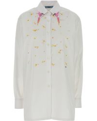 Prada - Camicia in popeline bianco - Lyst