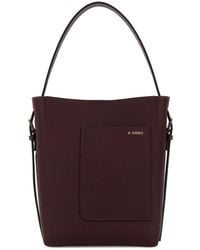 Valextra - Burgundy Leather Small Soft Bucket Bag - Lyst