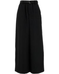 Sacai - Pantalone dalla gamba ampia in lana ricamata - Lyst