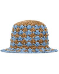 Prada - Cappello da pescatore in rafia bicolor - Lyst