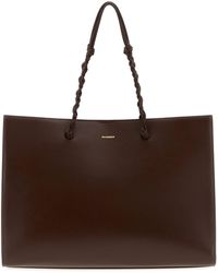 Jil Sander - Borsa shopping Tangle in pelle cioccolato - Lyst