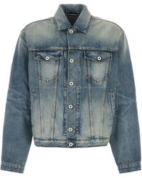 KENZO Stud-Embellished Denim Bomber Jacket in Blue for Men