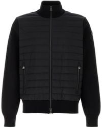 Moncler - Black Knit And Nylon Jacket - Lyst