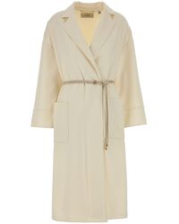 Agnona - Ivory Wool Blend Coat - Lyst