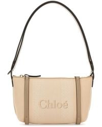 Chloé - Borsa a spalla Carry in tela sabbia - Lyst