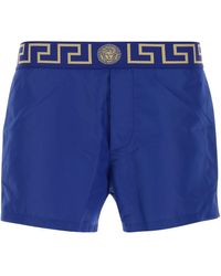 Versace - Bermuda mare in poliestere blu elettrico - Lyst