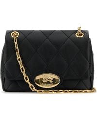 Burberry - Borsa a spalla Strand piccola in pelle nera - Lyst