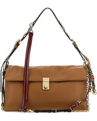 Prada - Borsa a spalla Soft Sound grande in pelle cammello - Lyst
