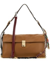 Prada - Borsa a spalla Soft Sound grande in pelle cammello - Lyst