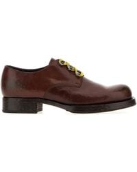 Prada - Scarpe stringate in pelle marrone - Lyst
