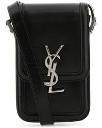 Saint Laurent - Porta cellulare in pelle nera - Lyst
