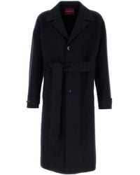 Gucci - Cappotto in misto lana blu notte - Lyst