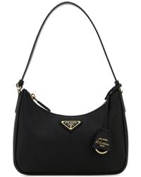 Prada - Borsa a spalla Re-Edition 2005 in pelle nera - Lyst