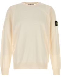 Stone Island - Ivory Wool Sweater - Lyst