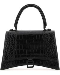Balenciaga - Borsa a mano Hourglass in pelle nera - Lyst