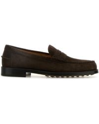 Tod's - Dark Suede Loafers - Lyst