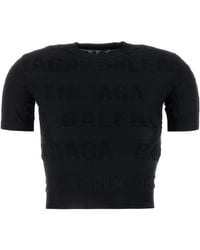Balenciaga - T-shirt in misto viscosa stretch nera - Lyst
