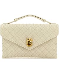 Bottega Veneta - Borsa a mano Knot Lock in pelle avorio - Lyst