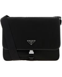 Prada - Borsa shopping in tela nera - Lyst