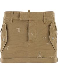 DSquared² - Dsquared Khaki Canvas Mini Skirt - Lyst