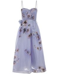Zimmermann - Abito Hypnotic in misto lino stampato - Lyst