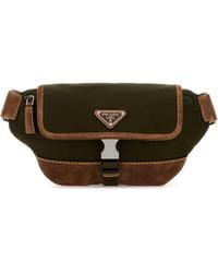 Prada - Marsupio bicolor in Re-Nylon e pelle scamosciata - Lyst