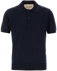 Valentino Garavani - Midnight Blue Wool Polo Shirt - Lyst