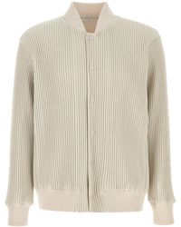 Homme Plissé Issey Miyake - Homme Plisse' Issey Miyake Ivory Polyester Bomber Jacket - Lyst