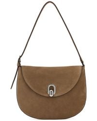 SAVETTE - Beige Suede Small Tondo Crossbody Bag - Lyst