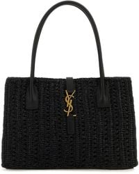 Saint Laurent - Panier Monogram Raffia Tote Bag - Lyst