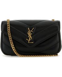 Saint Laurent - Borsa a tracolla LouLou mini in pelle nera - Lyst