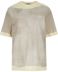Prada - Maglietta in cotone con logo - Lyst