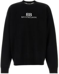 スウェット・トレーナー BALENCIAGA Black Wool Blend Oversize Sweater Balenciaga Oversize Double Face Wool Blend Crewneck Sweater
