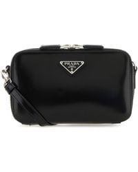 Prada - Borsa a tracolla Brique in pelle nera - Lyst