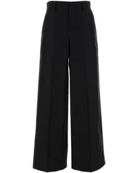 Alberta Ferretti - Pantalone dalla gamba ampia in misto lana nera - Lyst