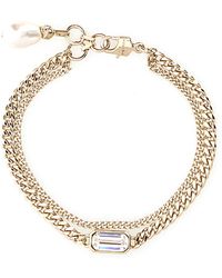 McQueen - Platinum Metal Skull Bracelet - Lyst