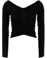 Alexander Wang - Top in misto cupro stretch nero - Lyst