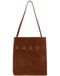 Marni - Caramel Suede Small Museo Shoulder Bag - Lyst
