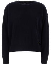 Versace - Maglione in misto lana stretch blu notte - Lyst