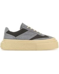 MM6 by Maison Martin Margiela - Sneakers grigie in pelle scamosciata e rete - Lyst