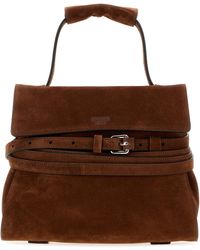 Moschino - Brown Suede Regular Tie Me Handbag - Lyst
