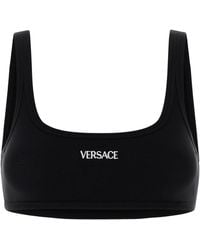 Versace - Reggiseno in cotone stretch nero - Lyst