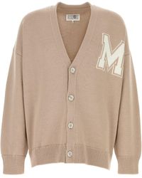 MM6 by Maison Margiela - Beige Wool And Acrylic Cardigan - Lyst