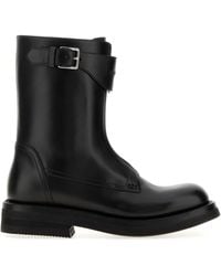 McQueen - Black Leather Biker Boots - Lyst