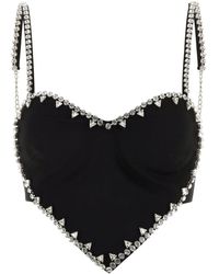 Area - Crystal Trim Heart Top - Lyst