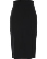 ANDAMANE - Black Stretch Gabardine Skirt - Lyst