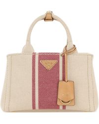 Prada - Borsa a mano Jardinière piccola in tela sabbia - Lyst