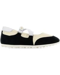 Marni - Two-tone Suede And Fabric Ballerinas - Lyst
