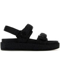 Tory Burch - Sandali Kira in rafia nera - Lyst