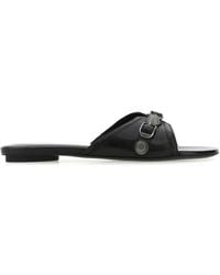 Balenciaga - Black Leather Cagole Slippers - Lyst